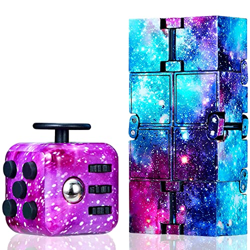 Chennyfun Juego de 2 Juguetes para Fidget, Juguetes Galaxy Fidget Cubo Infinito Cubo, Colorido Anti-ansiedad Anti-Stress AD, TDAH, Autismo Juguetes Killing Time para niños y Adultos Mayores de 3 años