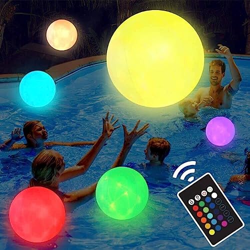 Pelota de Playa Inflable Impermeable con Luz Led,Bola Brillante con Mando aDistancia,Pelota de Playa Inflable Led,Pelota de Playa,Juegos de Piscina,Juguete de Piscina,Juego de Fiesta en La Playa